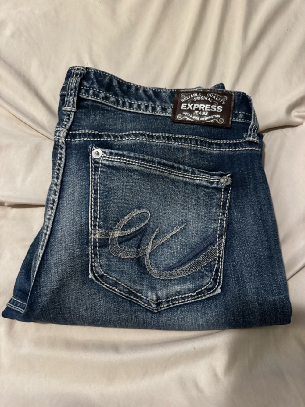 Express Blue Denim Barely Boot Jeans